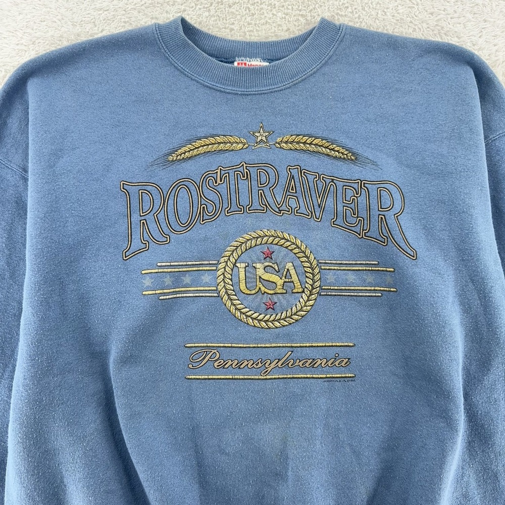 Vintage Rostraver Pennsylvania Sweatshirt Mens XL Blue Hanes USA Crewneck‎ 90s
